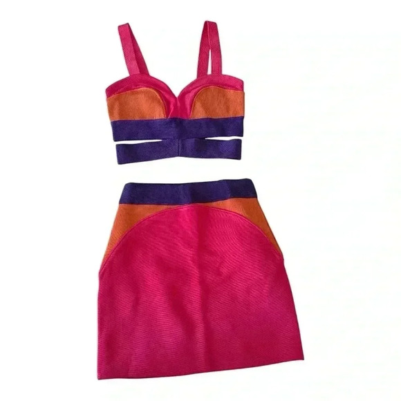 Paola Bernardi Saia Renata Colorblock Cutout skirt set size M - Picture 2 of 14